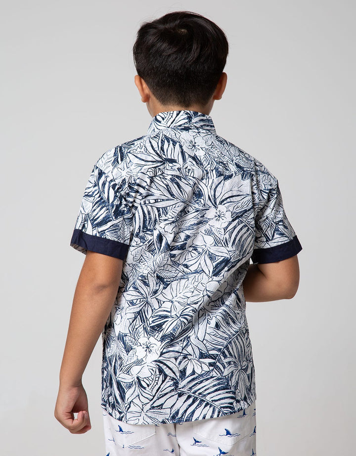 Nevada Kids Short Sleeve Shirt Fullprint Leaf
