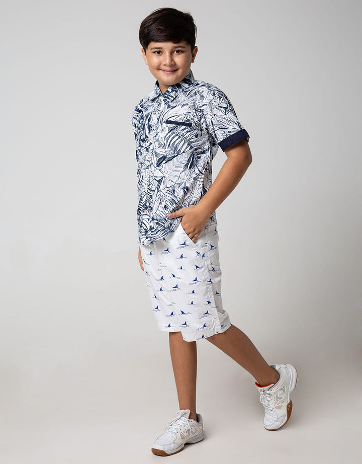 Nevada Kids Short Sleeve Shirt Fullprint Leaf