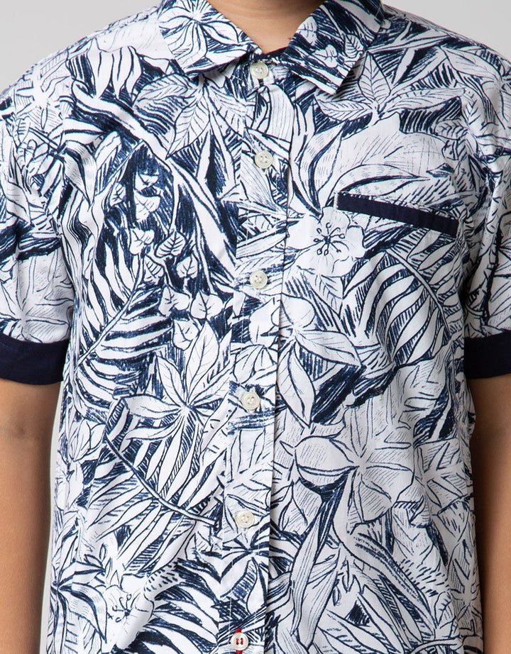 Nevada Kids Short Sleeve Shirt Fullprint Leaf