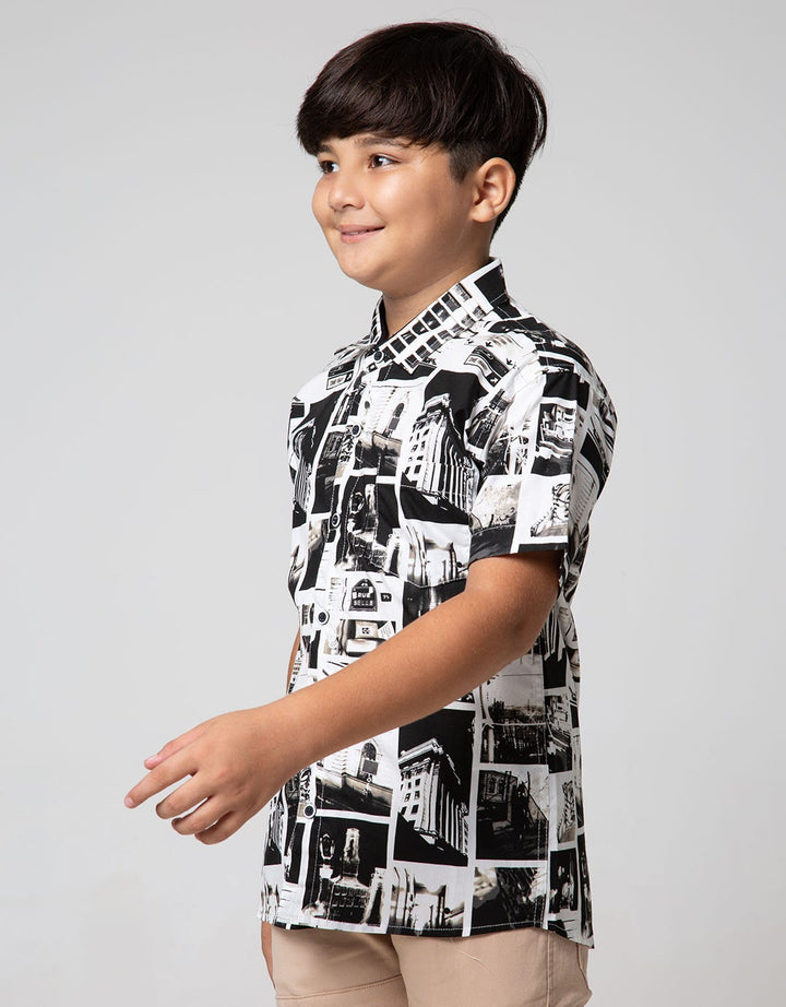 Nevada Kids Short Sleeve Shirt Fullprint Collage City