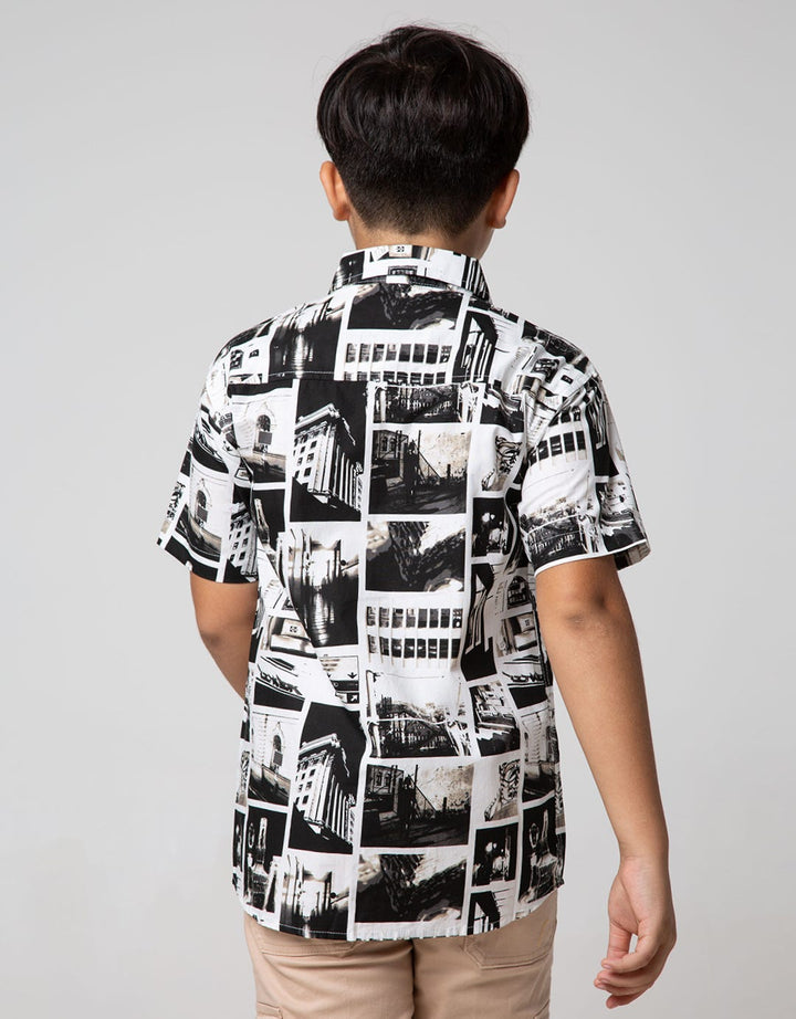 Nevada Kids Short Sleeve Shirt Fullprint Collage City