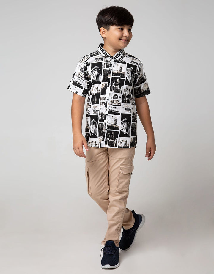 Nevada Kids Short Sleeve Shirt Fullprint Collage City