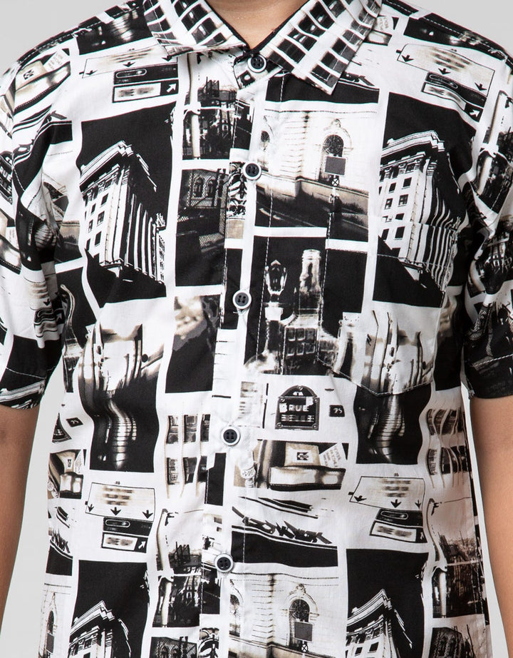 Nevada Kids Short Sleeve Shirt Fullprint Collage City
