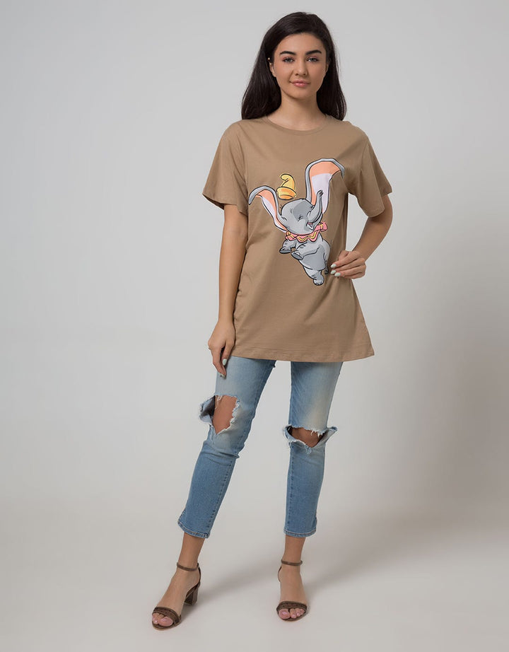 Disney Top Short Sleeve T-Shirt Dumbo Big Oversized Cotton Usa