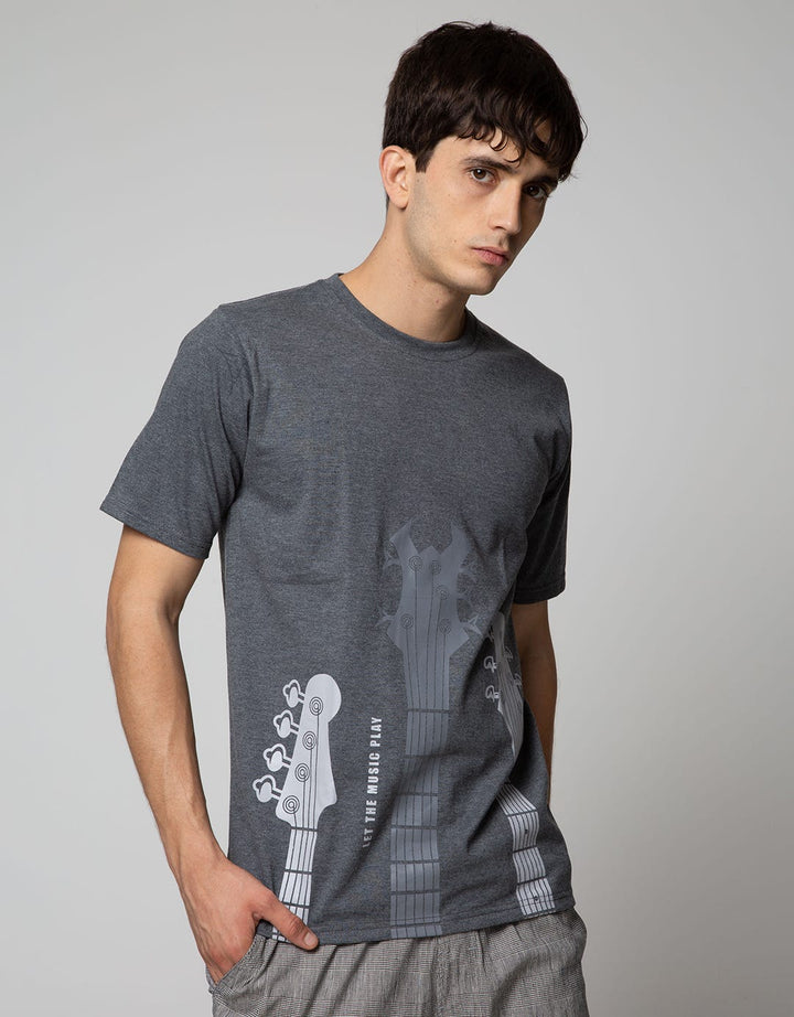 T Zone Short Sleeve T-Shirt Print Music Series Guitar