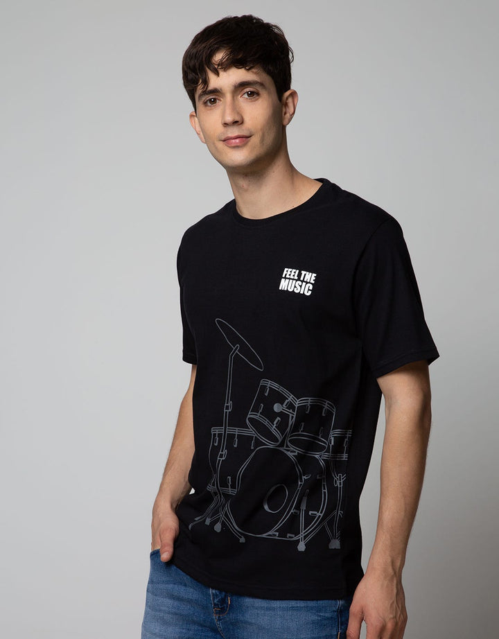 T Zone Short Sleeve T-Shirt Print Music Series Drum