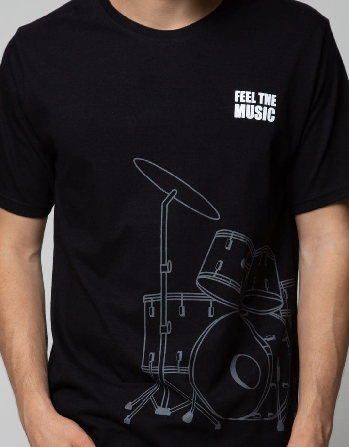 T Zone Short Sleeve T-Shirt Print Music Series Drum