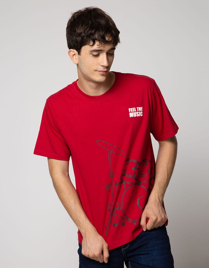 T Zone Short Sleeve T-Shirt Print Music Series Drum 2
