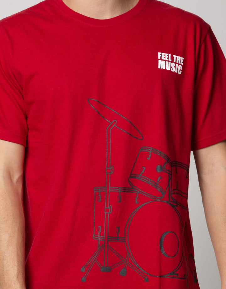 T Zone Short Sleeve T-Shirt Print Music Series Drum 2