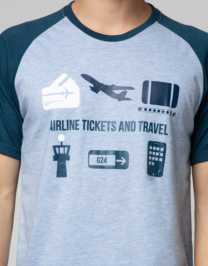 T Zone Short Sleeve Raglan T-Shirt Holiday Airline Ticket