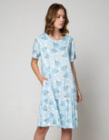 Nevada Sleepwear Ss Midi Dress Bunny Sky