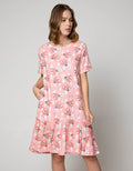 Nevada Sleepwear Ss Midi Dress Bunny Sky