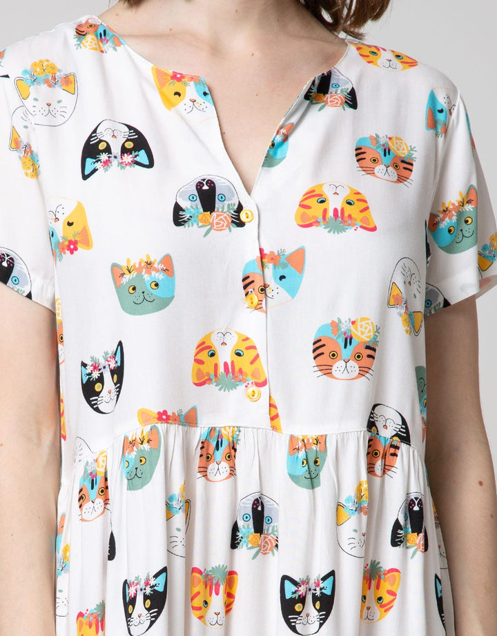 Nevada Short Sleeve Midi Dress Flower Crown