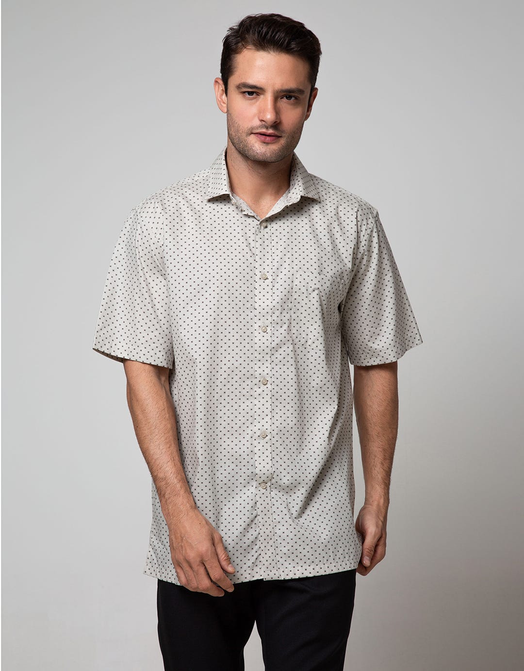 Cole Short Sleeve Shirt Print Regular Spread Collar