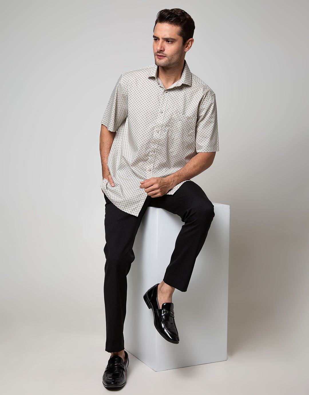 Cole Short Sleeve Shirt Print Regular Spread Collar