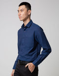 Cole Long Sleeve Shirt Solid Kt 1 Indigo Slim Point Collar