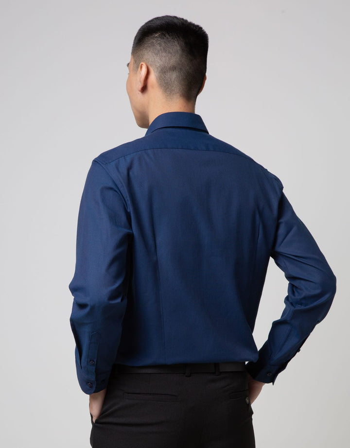 Cole Long Sleeve Shirt Solid Kt 1 Indigo Slim Point Collar