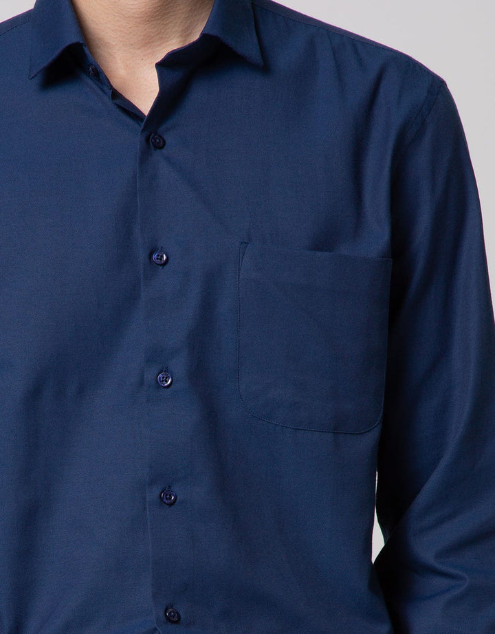 Cole Long Sleeve Shirt Solid Kt 1 Indigo Slim Point Collar