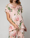 St. Yves Sleepwear Short Sleeve Pyjama Capri Blush Camelia