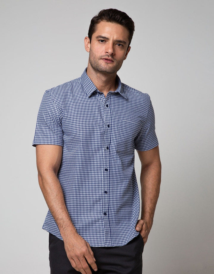 Stanley Adams Short Sleeve Shirt 314 Check Slim Point Collar