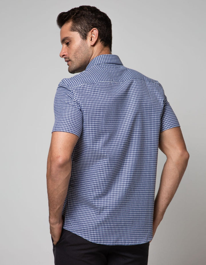 Stanley Adams Short Sleeve Shirt 314 Check Slim Point Collar