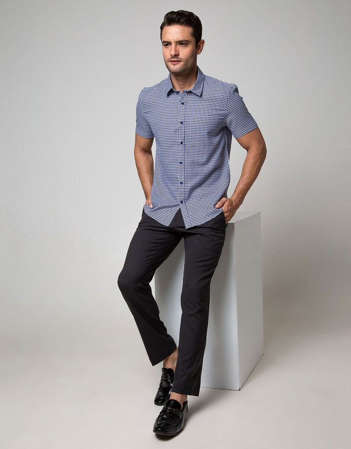 Stanley Adams Short Sleeve Shirt 314 Check Slim Point Collar