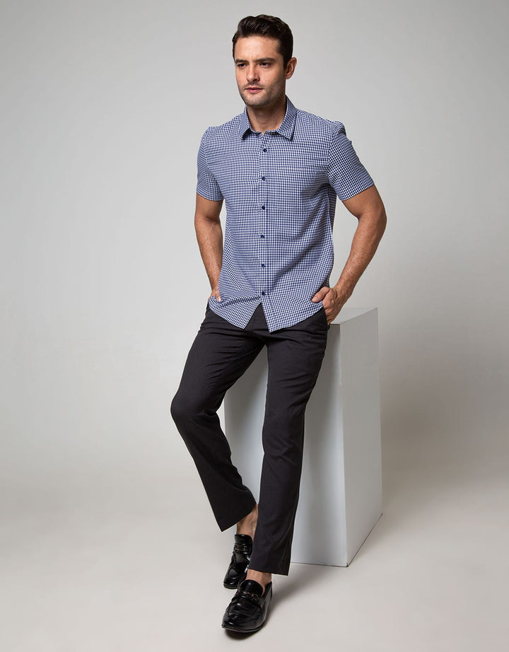 Stanley Adams Short Sleeve Shirt 314 Check Slim Point Collar