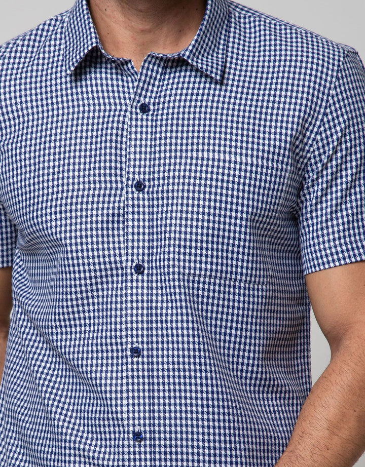 Stanley Adams Short Sleeve Shirt 314 Check Slim Point Collar