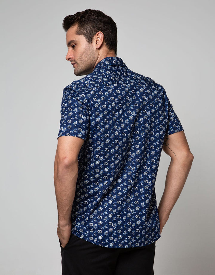 Stanley Adams Short Sleeve Shirt 315 Print Slim Point Collar