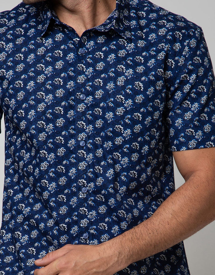 Stanley Adams Short Sleeve Shirt 315 Print Slim Point Collar