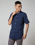 Nevada Short Sleeve Koko Denim Stripe Shanghai Collar