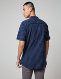 Nevada Short Sleeve Koko Denim Stripe Shanghai Collar