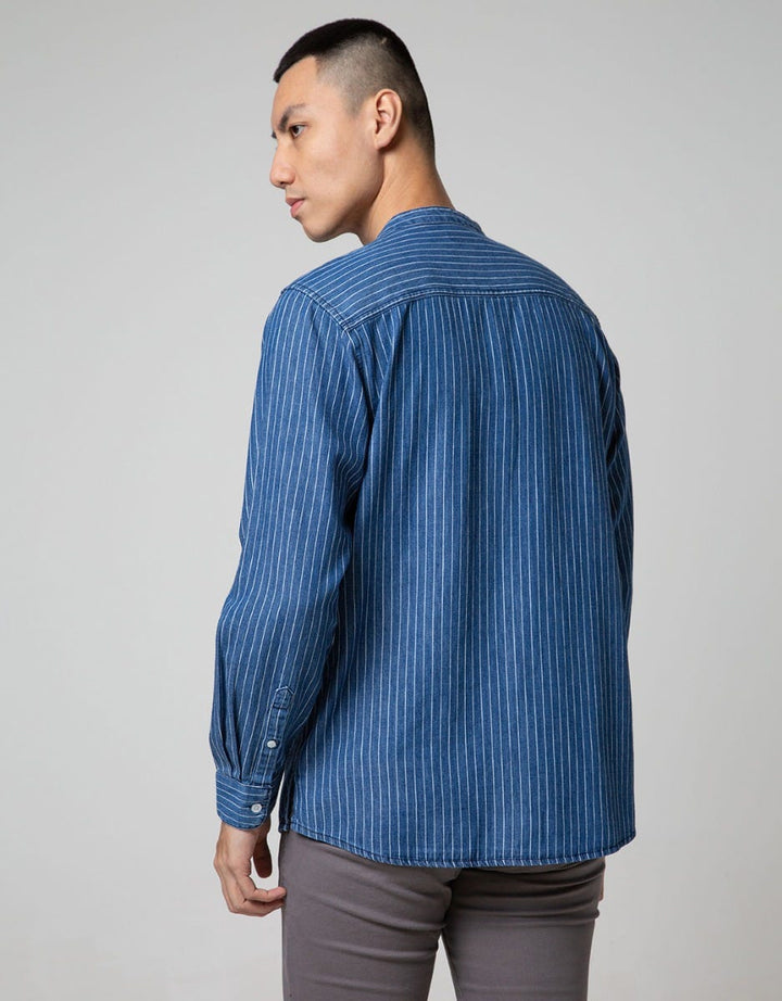 Nevada Long Sleeve Koko Denim Stripe Shanghai Collar