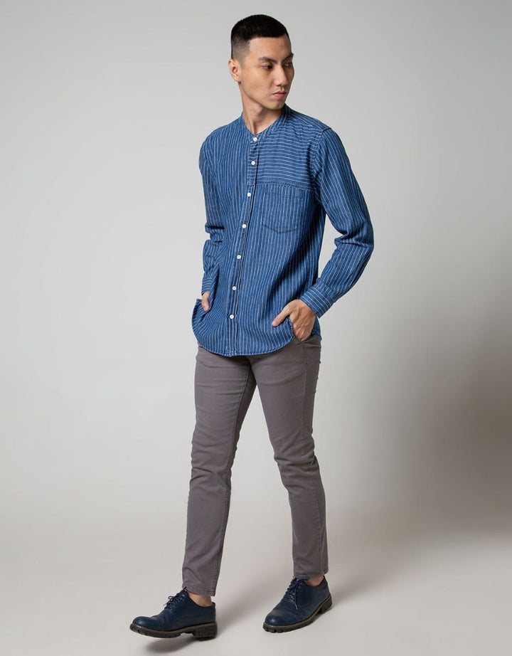 Nevada Long Sleeve Koko Denim Stripe Shanghai Collar