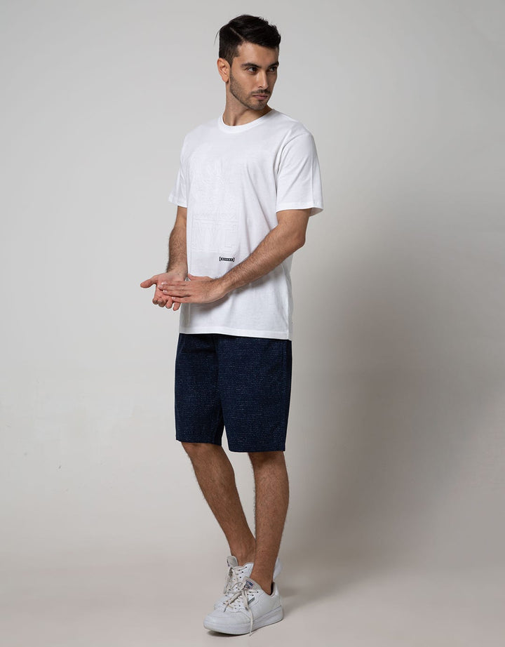 Nevada Men Denim Short Pants Woven With Rib Manset Waist Print