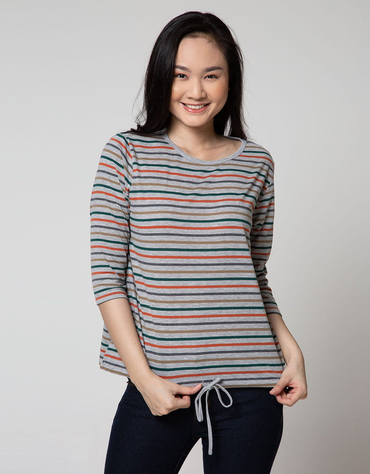 Phenomenal Colorful Drawstring Stripes T-Shirt