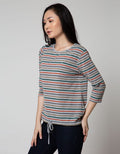 Phenomenal Colorful Drawstring Stripes T-Shirt