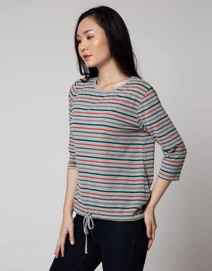 Phenomenal Colorful Drawstring Stripes T-Shirt