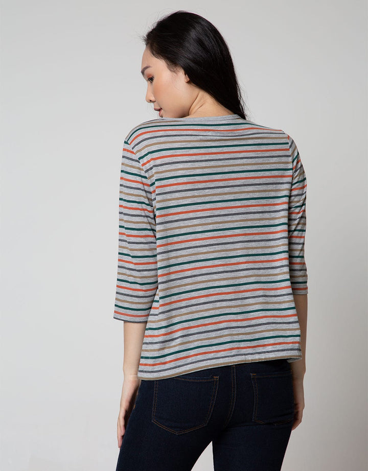 Phenomenal Colorful Drawstring Stripes T-Shirt