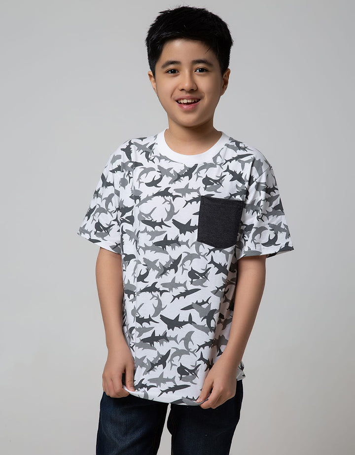 Nevada Kids Short Sleeve T-Shirt Fish Abstract with Pocket