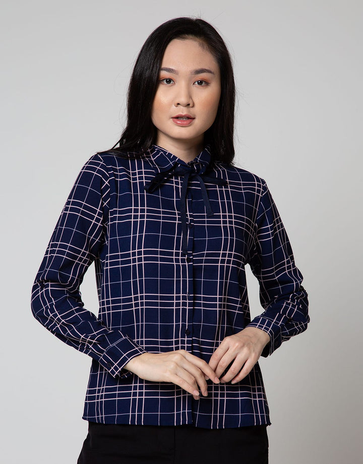 Connexion Kemeja Lengan Panjang Print Neck Tie