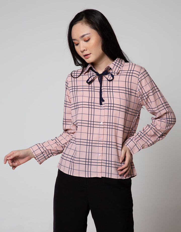 Connexion Kemeja Lengan Panjang Print Neck Tie