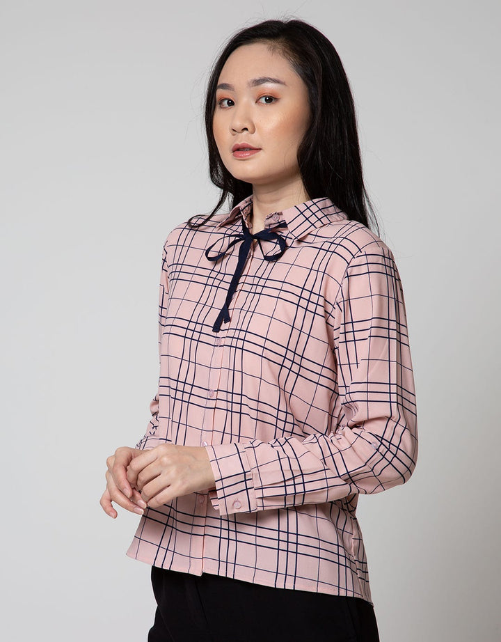 Connexion Kemeja Lengan Panjang Print Neck Tie