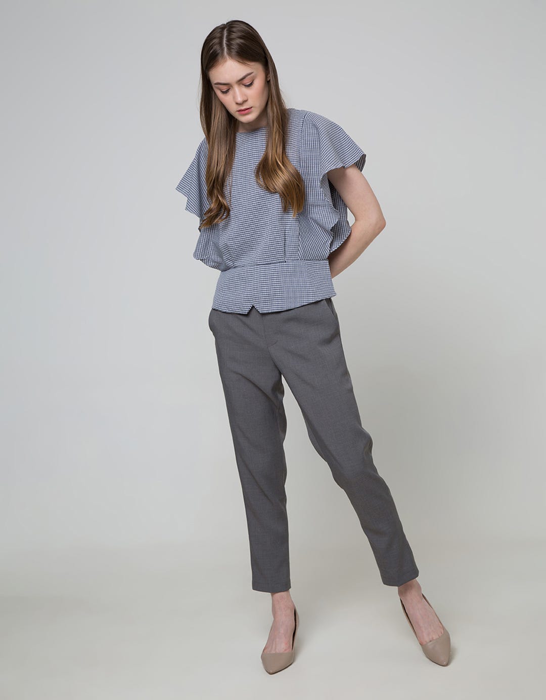Connexion Ankle Pants Skinny Back Elastic Waist Capry Fabric Ska