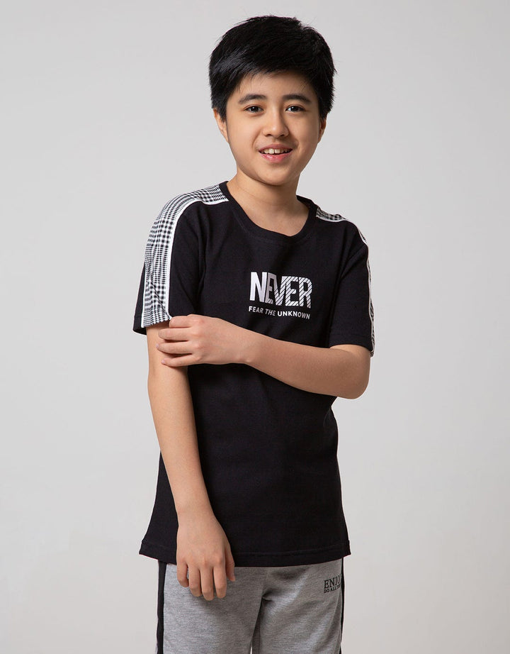 Nevada Short Sleeve T-Shirt Cut Sewn Check On Shoulder