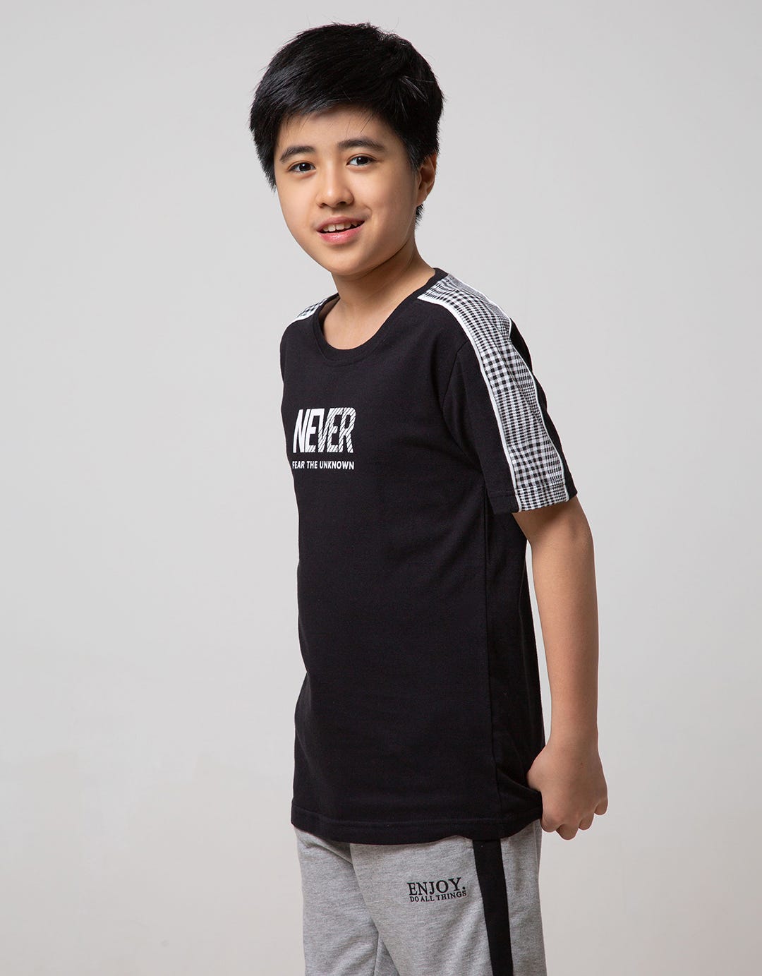 Nevada Short Sleeve T-Shirt Cut Sewn Check On Shoulder