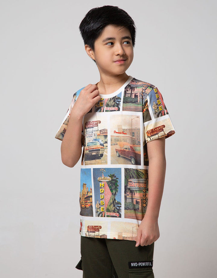 Nevada Kids Short Sleeve T-Shirt Fullprint Collage City