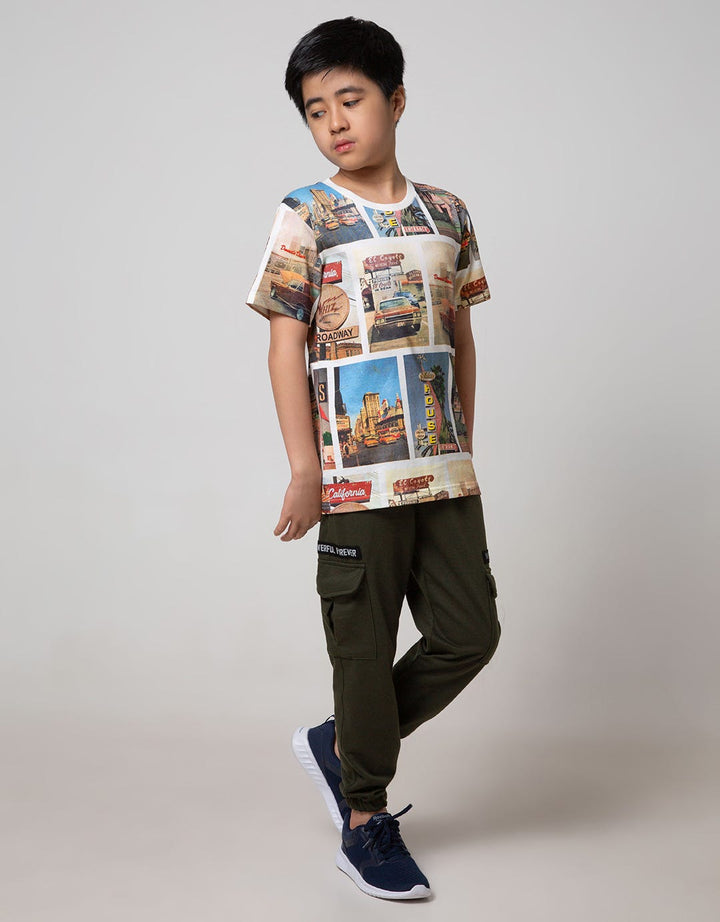 Nevada Kids Short Sleeve T-Shirt Fullprint Collage City