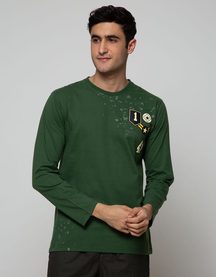 T Zone Long Sleeve T-Shirt Long Sleeve Print Patches