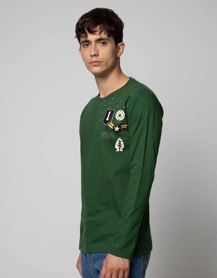T Zone Long Sleeve T-Shirt Long Sleeve Print Patches